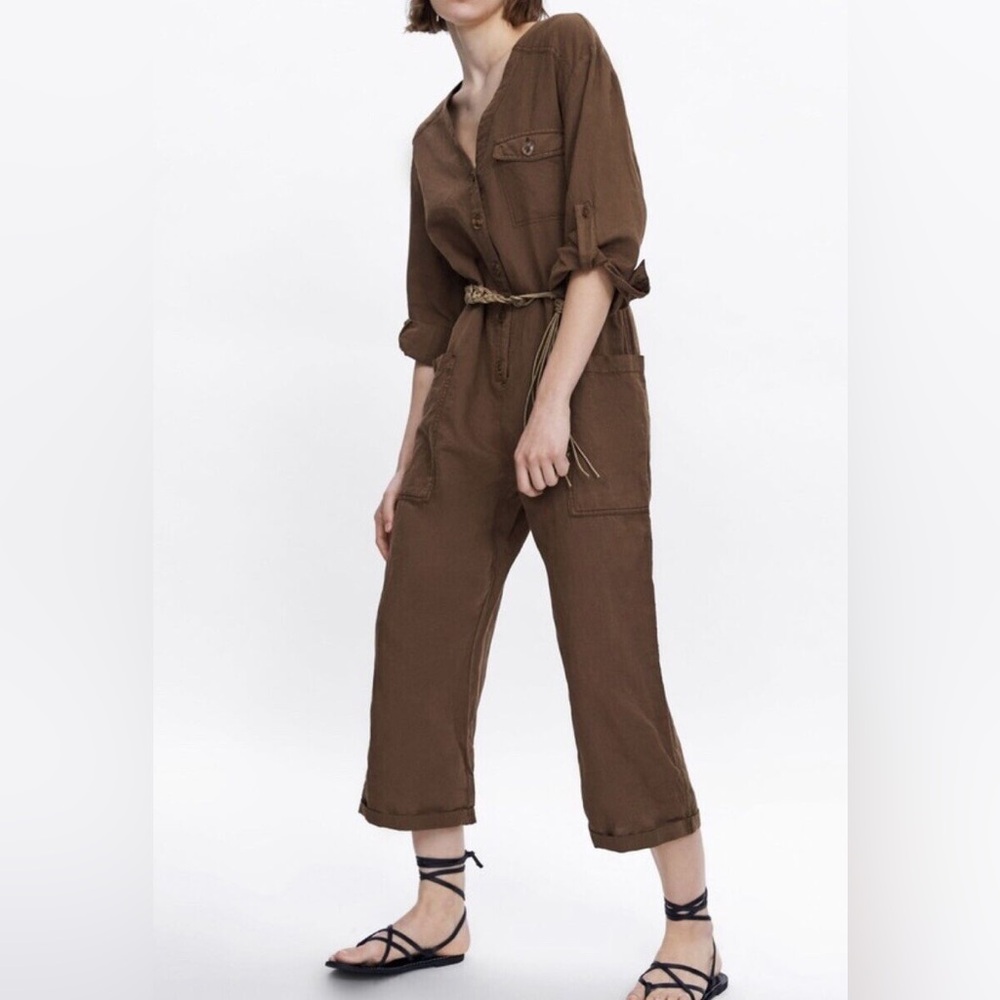 zara linen jumpsuit
